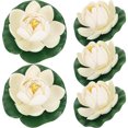 thumbnail image 3 of 5Set Artificial Floating Lotus Decor Light Yellow Lotus Shape EVA Material Waterproof for Garden Ornament, 3 of 9