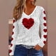 thumbnail image 1 of TaTaai Women's Valentine's Day Printed V-Neck Long-Sleeve T-Shirt, Loose Casual Top, Durable Fabric for All Season Daily Party Work Wear Gift, 1 of 5