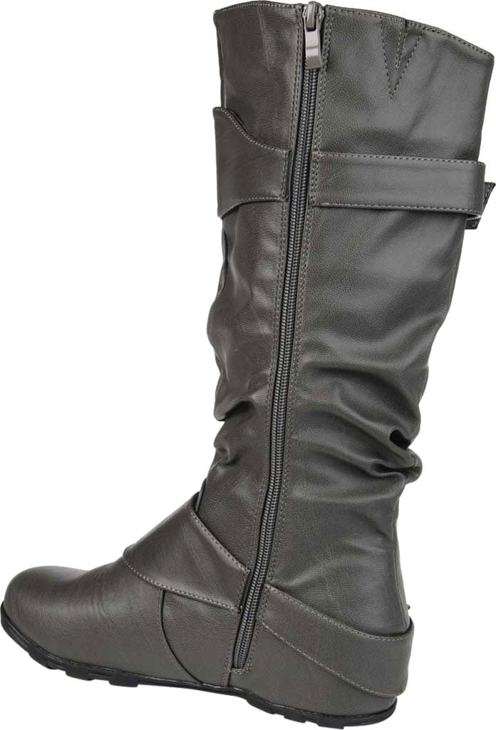 Women's Journee Collection Paris Extra Wide Calf Slouch Boot Grey Faux Leather 10 M