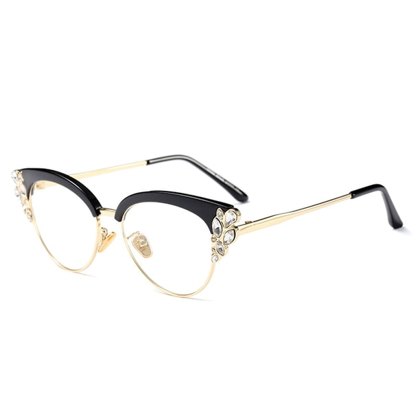 Gafas de bloqueo de luz azul bullabulling con montura de ojo de gato y strass
