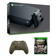Angle View: Xbox One X Call of Duty WWII Bundle (3 Items): Xbox One X 1TB Console, Call of Duty WWII Game, and Green Wireless Controller