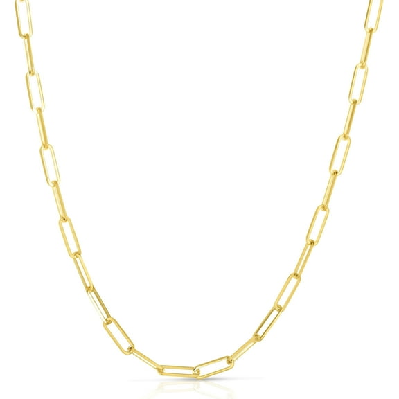 Floreo 14k Yellow Gold 3.5mm Solid Paperclip Link Chain Necklace