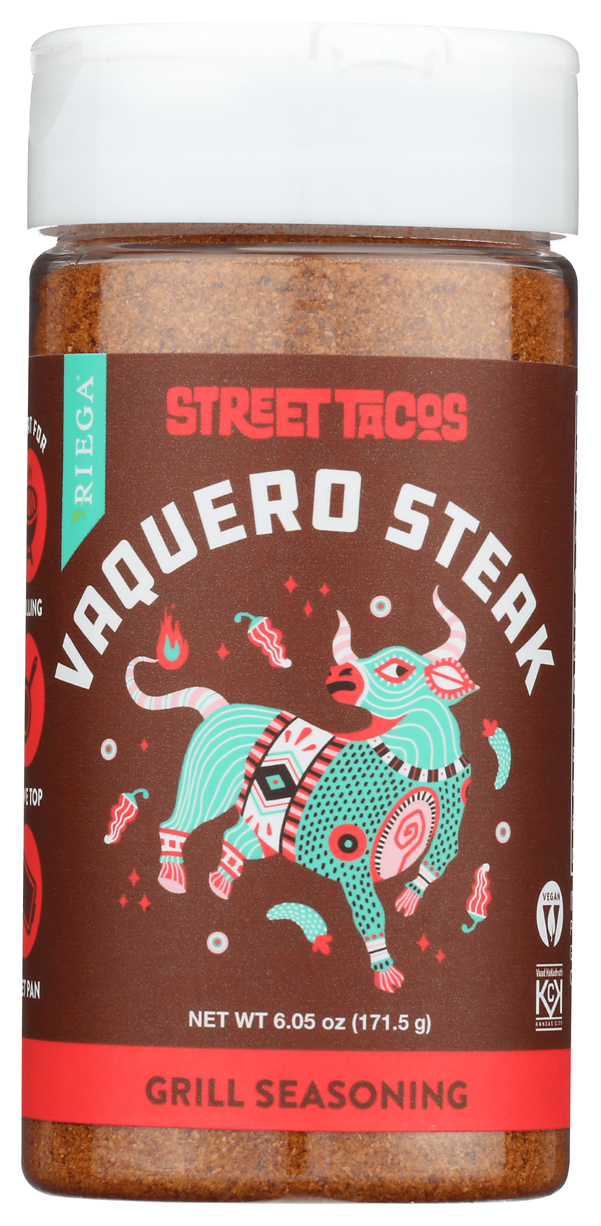 RIEGA Street Tacos Vaquero Steak Grill Seasoning  Flavorful Blend, 6.05 oz (171.5 g)