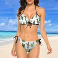 thumbnail image 4 of NICKSUN Ensemble Bikini Imprimé Cactus pour Femmes, Maillots de Bain 2 Pcs String Licou Triangle, 4 of 6