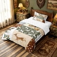 thumbnail image 3 of meiyoeat Woodland Hunting Wildlife Twin Comforter Sets for Men Boys, Rustic Camo Animal Patchwork Bedding Set, Green Brown, Reversible, 2 Pieces, 1 Comforter and 1 Pillowcase, 3 of 5