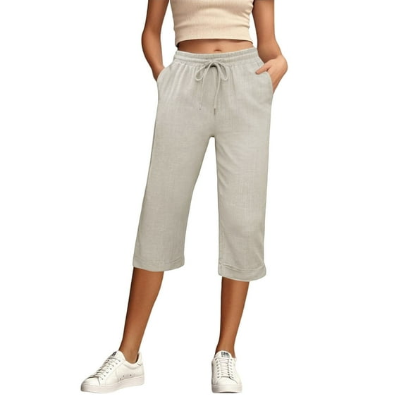 AWZXDE Women's Solid Color Silver - Stamped Pants, Leg - Lengthening Pleated Ruffled Leg Design, High - Waist Wide - Leg Casual Pants White,XXL