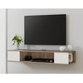 thumbnail image 3 of FITUEYES Floating TV Stand Shelves for TVs up to 43" Flat Screen, Wall Mounted Media Console Component Shelf with Side Storage for Living Room, Bedroom, 40", White & Oak, 3 of 6