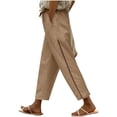 thumbnail image 2 of BXINGOHAI Women's Linen Summer Palazzo Pants Flowy Wide Leg Beach Pants with Pockets Brown,M, 2 of 7