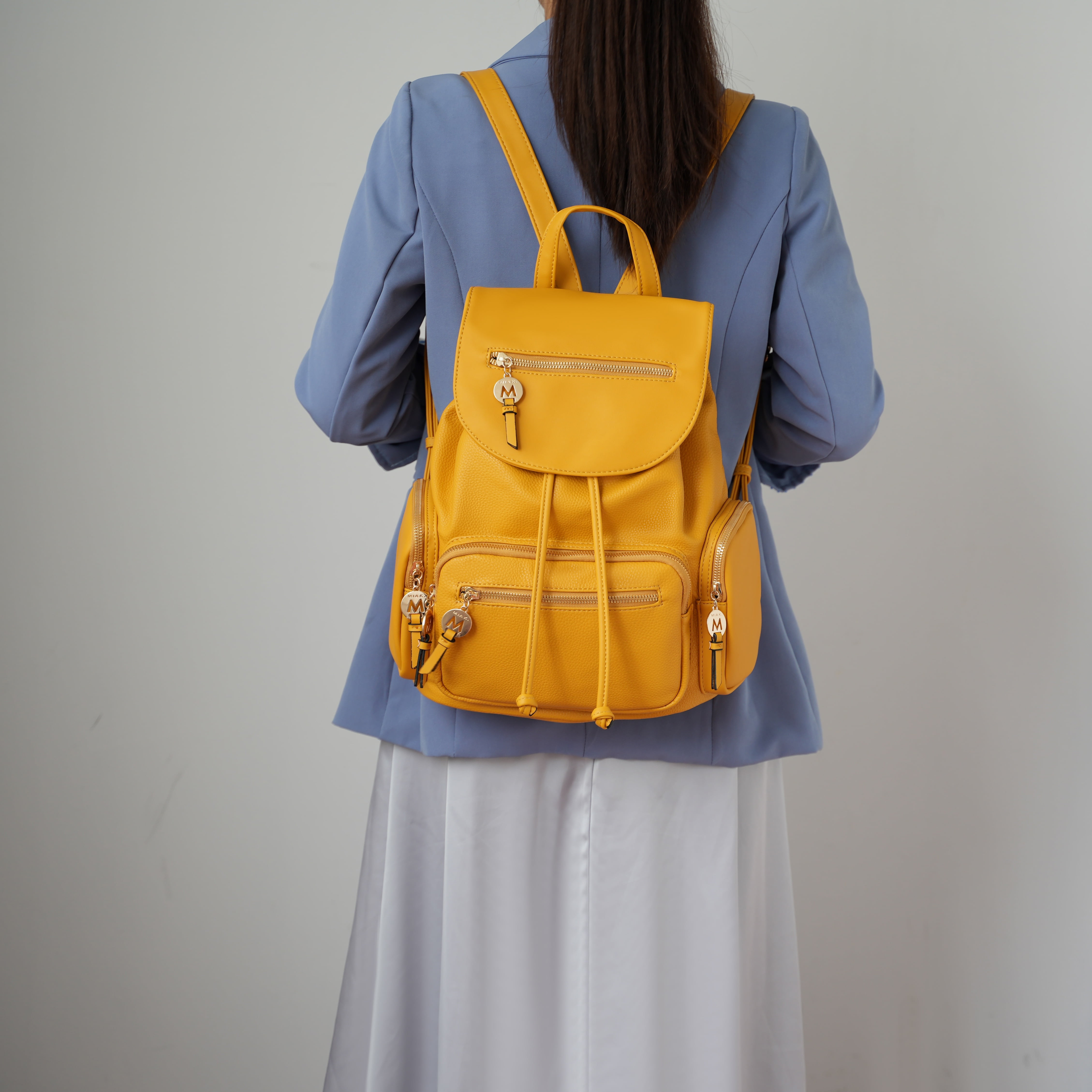 MKF Collection Ivanna Women's Oversize Backpack Vegan Leather Top-Handle Daypack Bag by Mia K - Pewter