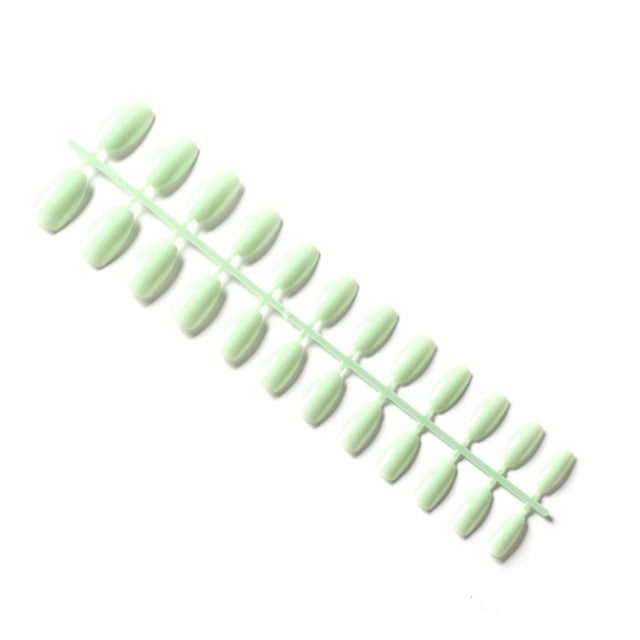 Vogacara 24 piezas de uñas postizas de ataúd resistentes a los arañazos de bailarina corta coloridas uñas acrílicas artificiales de color sólido DIY Juegos de manicura 4 verde matcha Vogacara CE011412-04