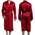 thumbnail image 5 of Men's Satin Kimono Robe Silk Classic Long Bathrobe Pockets Lightweight Loungewear, 5 of 6