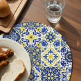 thumbnail image 3 of Middle Century Round 13 Inch Placemats Set of 6, Vintage Farmhouse Bohemia Style Blue HeatResistant Non Slip Place Mats for Dining Table, Wipeable Braided Kitchen Table Mats for Housewarming, 3 of 9