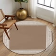 thumbnail image 2 of Round Rugs 5Ft, Brown Geometric Round Area Rug Washable Indoor Throw Carpet, Vintage Greece Key Soft Non Slip Circle Rug for Cabinet Bathroom Home Decor Aesthetic, 2 of 8