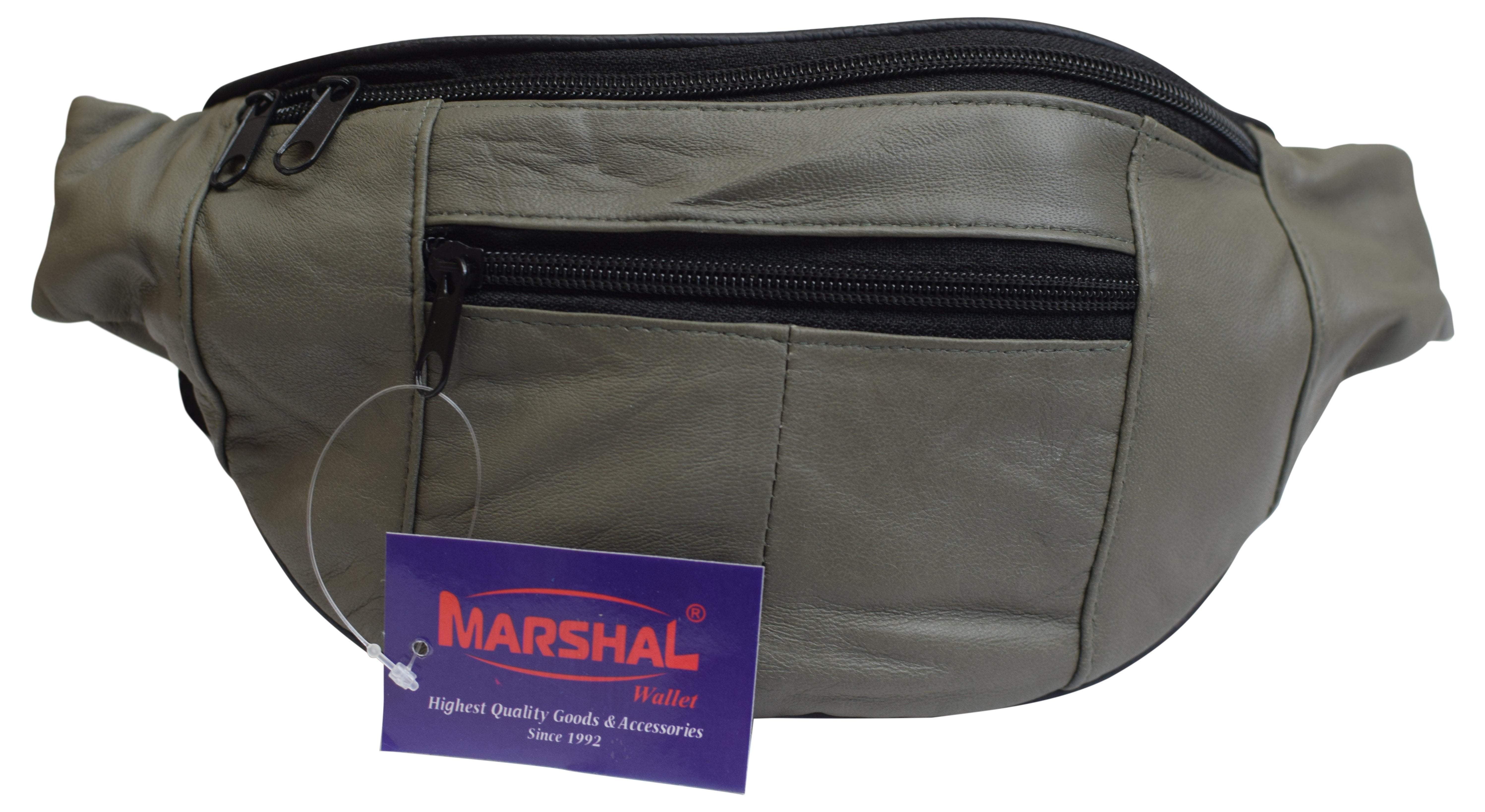 Marshal - Mens Womens Genuine Leather Fanny Pack Pouch Waist Bag Slim Design Hiking Camping ...