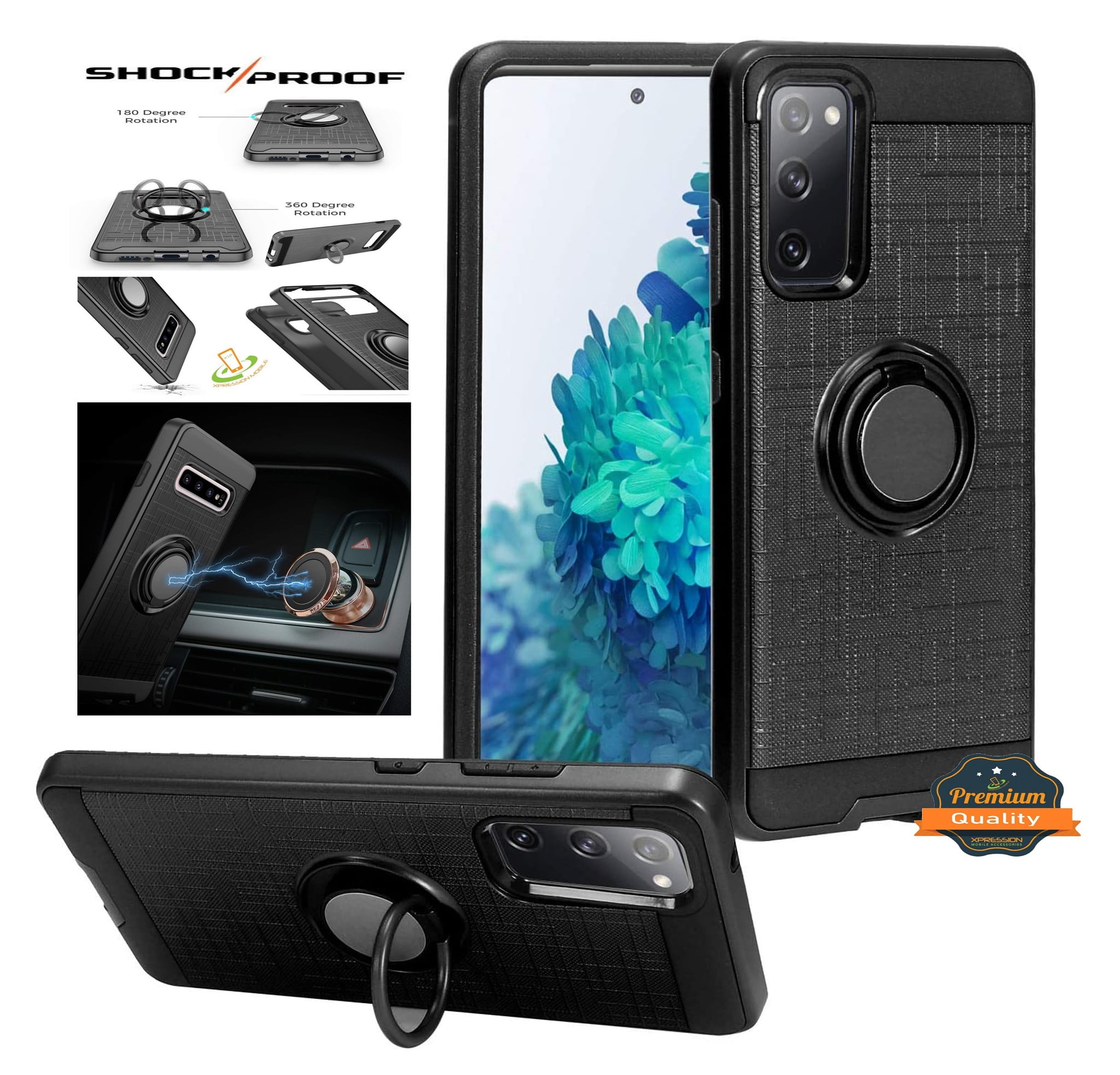 Case for Motorola Moto One 5G, Moto G 5G Plus Hybrid 360° Ring Armor Shockproof Rugged 2 in 1 Holder with Ring Stand Cover by Xcell - Black - Walmart.com