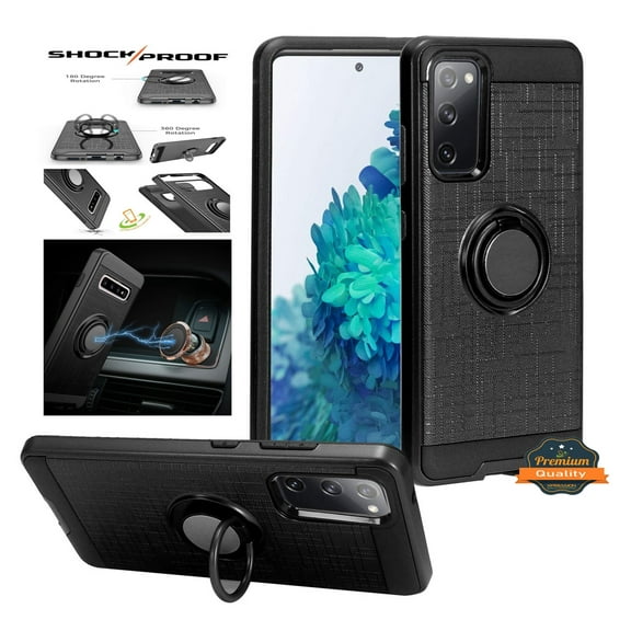 Case for Samsung Galaxy S22 Ultra Hybrid 360° Shockproof Dual Layers 2in1 with Ring Stand for Magnetic Car Mount Cover for Galaxy S22 Ultra by Xcell - Black