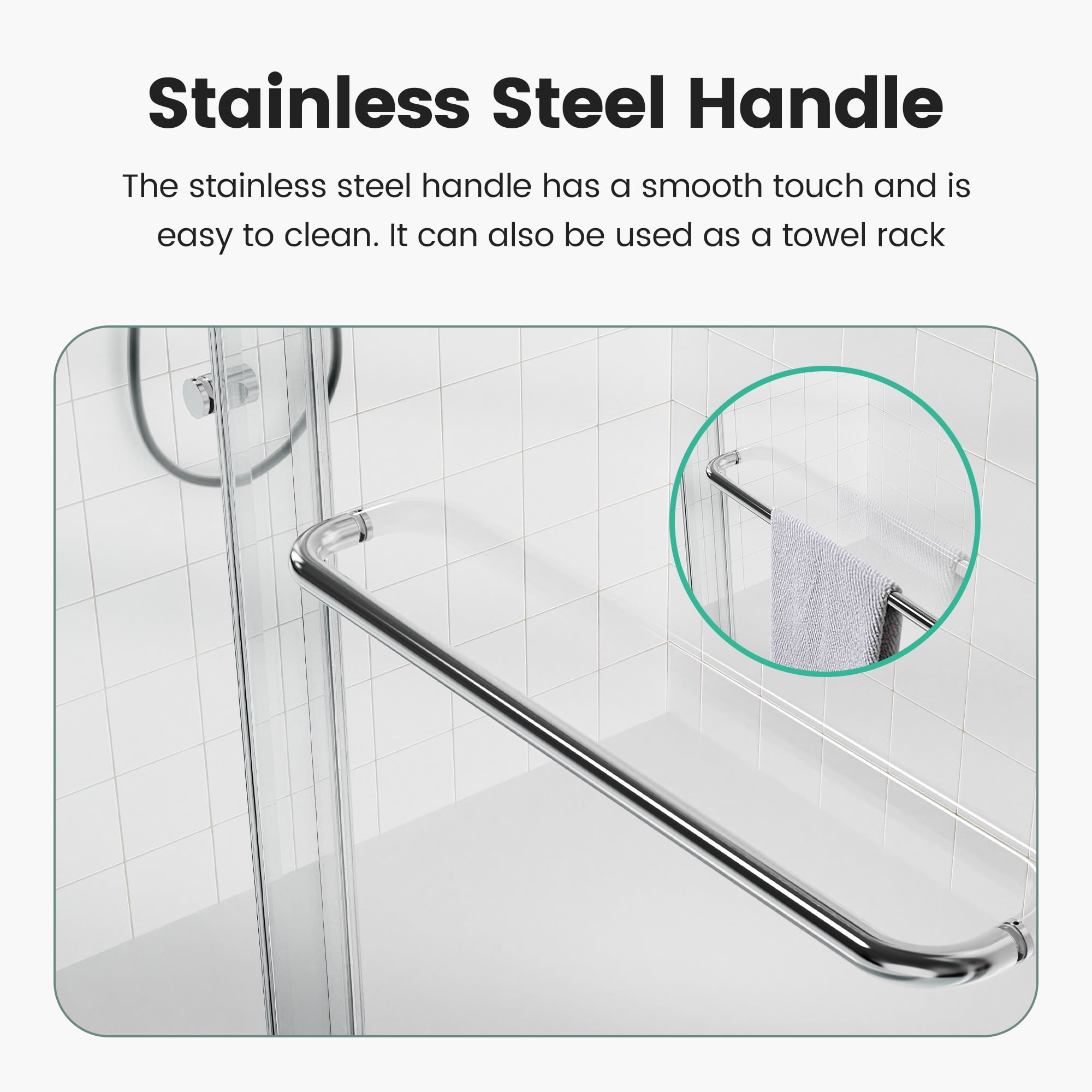 Leumius 56"-60"W*72" H Semi-Frameless Double Sliding Shower Door, Bypass Shower Door, 1/4" (6mm) Thick SGCC Tempered Glass Door, Chrome
