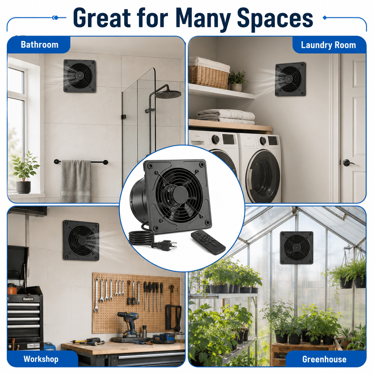 AIDEL 6 Inch Kitchen Exhaust Fan with Remote Control, 9-Speed EC Motor Inline Ventilation Fan with Timer, Low Noise Air Extractor for Kitchen, Bathroom, Attic and Indoor Venting