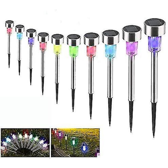Lámpara Solar Jardín Exterior en El Suelo 10 Piezas JanHm Decoración LED Inalámbrica Iluminación Solar Multicolor