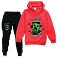 thumbnail image 1 of Minecraft Creeper Kids Boys Girls Hoodie Tops Pants Tracksuit Set, 1 of 1