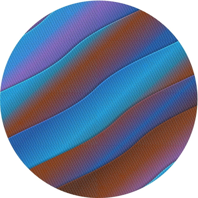 Ahgly Company Tapis Rond Lavable en Machine Intérieur Transitionnel DodgerBlue, 5 Pieds Rond