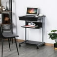 thumbnail image 2 of Bilot Mobile Computer Desks with Keyboard Tray, Printer Shelf and Monitor Stand Small Space Home Office Furniture, Black, 2 of 8