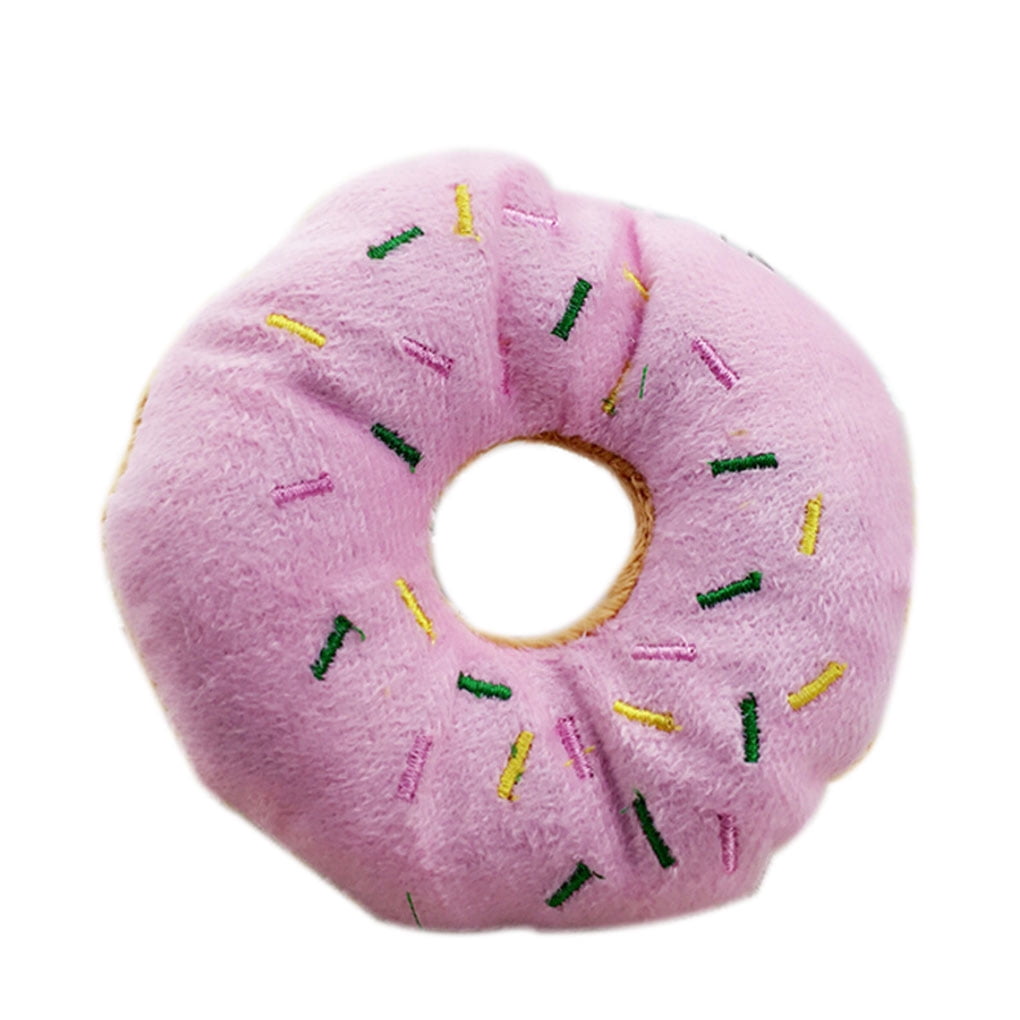 Pet Donut Shape Plush Play Toys Pet Chew Squeaky Toy Dog Cat Sound