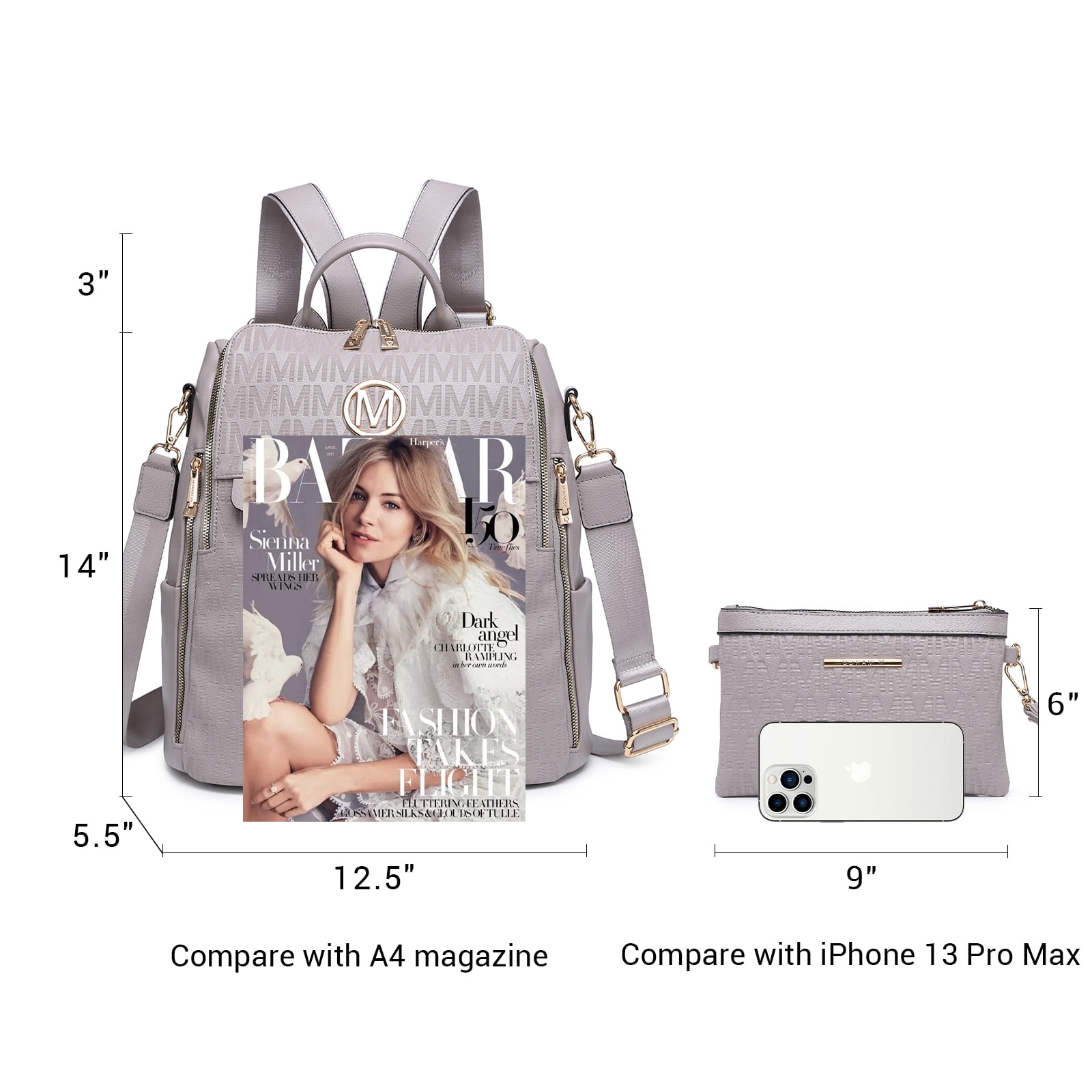 MKP COLLECTION Women Fashion Backpack Purse Travel Shoulder Bags and Purse 2Pcs