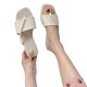 thumbnail image 1 of Zapatillas de sandalias para mujer con tiras y puntera abierta, zapatillas planas de verano con parte inferior suave para playa, 1 of 8