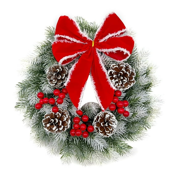 Rdhnmea Christmas Bow Wreath Artificial Hanging Spray White Garland for Front Door Wall In/Outdoors Ornament Party Xmas Supplies
