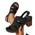 thumbnail image 5 of Women's Chunky Heel Cutout Sandals, Wide Width Open Toe Summer Heels for Women, Adjustable Buckle Casual Dress Sandals, Non-Slip Outdoor Walking Shoes, 5 of 10