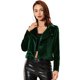 thumbnail image 1 of Chaqueta de motociclista Allegra K terciopelo con cuello de solapa y cremallera Verde L, 1 of 5