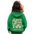 thumbnail image 4 of Grblisyd Boys Girls Graphic Hoodies Cute JESUS LOVES YOU Letter Print Long Sleeve Pullover Hoodie Sweatshirt, 4 of 6