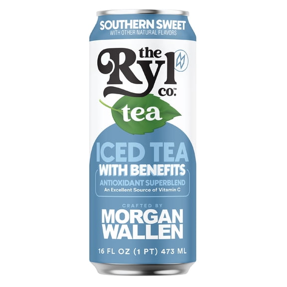 Ryl Iced Tea Morgan Wallen Sweet Tea, Zero Sugar Black Tea, Antioxidant Superblend, 16 fl oz Ready-to-Drink Can