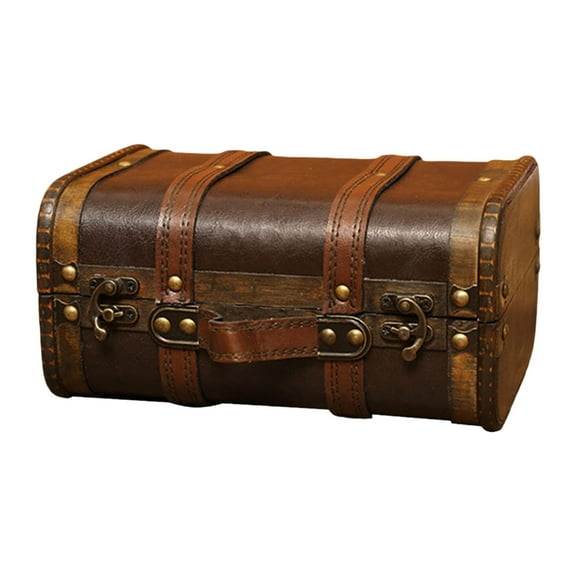 Wooden Trunk Treasure Chest Decorative Retro Style with Lock for Studio Photography Props Clothing Stores