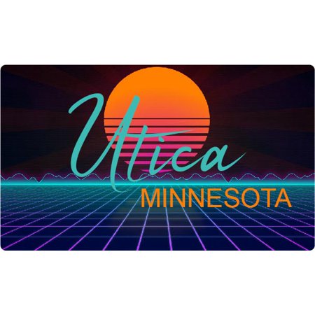 Utica Minnesota 4 X 2.25-Inch Vinyl Decal Stiker Retro Neon Design