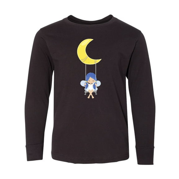 Inktastic Cute Fairy, Fairy On The Moon, Fairy On A Swing Long Sleeve Youth T-Shirt