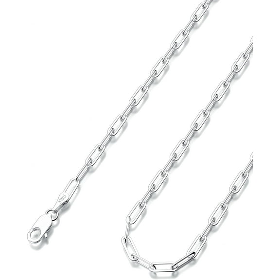 925 Sterling Silver Paperclip Lobster Clasp Chain 3Mm 4Mm 5Mm 6Mm 7Mm Necklace For Women Men Diamond Cut Silver Necklace Chain 16-30 Inches[o3938]