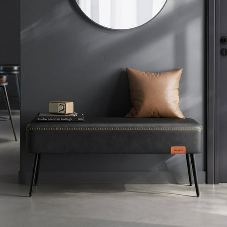 VASAGLE EKHO Collection - Bench for Entryway Bedroom Ottoman Bench Synthetic Leather for Living Room Ink Black