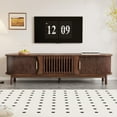 thumbnail image 4 of Harper & Bright Designs Vintage TV Stand with Sliding-Door for 75 inch TV, Wood TV Storage Cabinet Table with Doors and Solid Wood Legs for Living Room, Dark Brown, 4 of 16