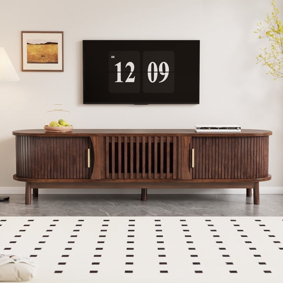 XIZE Modern Farmhouse TV Stand for 75" TVs with Storage Cabinet