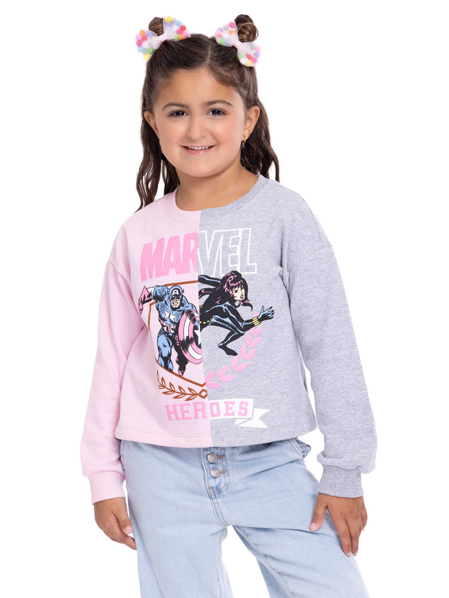 Marvel Girls' Split Graphic Sweatshirt, Sizes 4-16