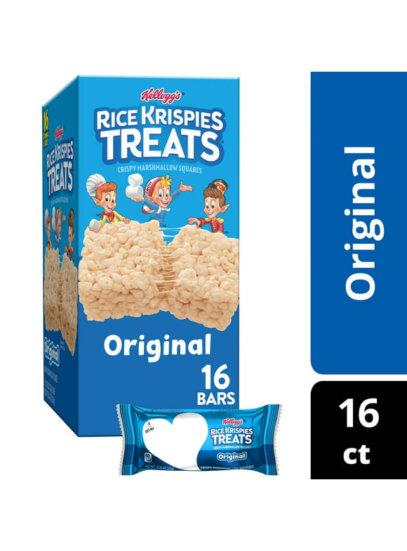 Rice Krispies Treats Original Chewy Crispy Marshmallow Squares, Ready-to-Eat, Kids Snacks, 12.4 oz, 16 Count