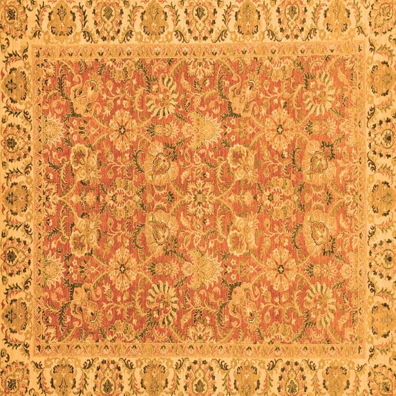 Ahgly Company Indoor Square Abstract Orange Modern Area Rugs, 6' Square