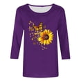 thumbnail image 4 of CYMMPU Flower Printed 3/4 Sleeve Spring Tops Summer Fashion Shirts Crew Neck Loose Fit Tunic Tops Boho Blouses for Women Dressy Casual Lightweight Basic T-Shirts XL, 4 of 5