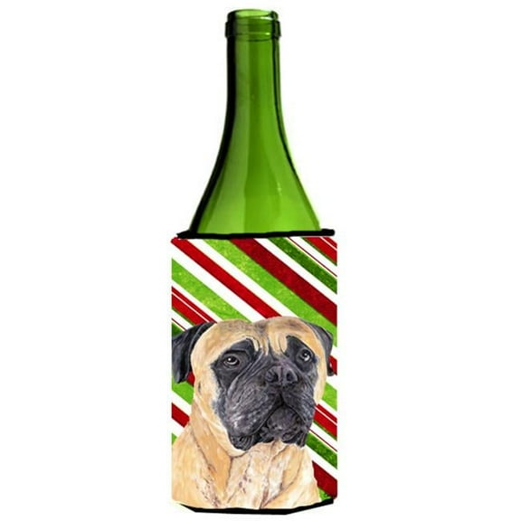 Mastiff Candy Cane Holiday Christmas Wine bottle sleeve Hugger - 24 oz.