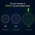 thumbnail image 4 of 16 Inch Rainfall Shower Head,  Stainless Steel Round Shower Head, Extra Large Ceiling Mount Shower Head, Matte Black, 4 of 6