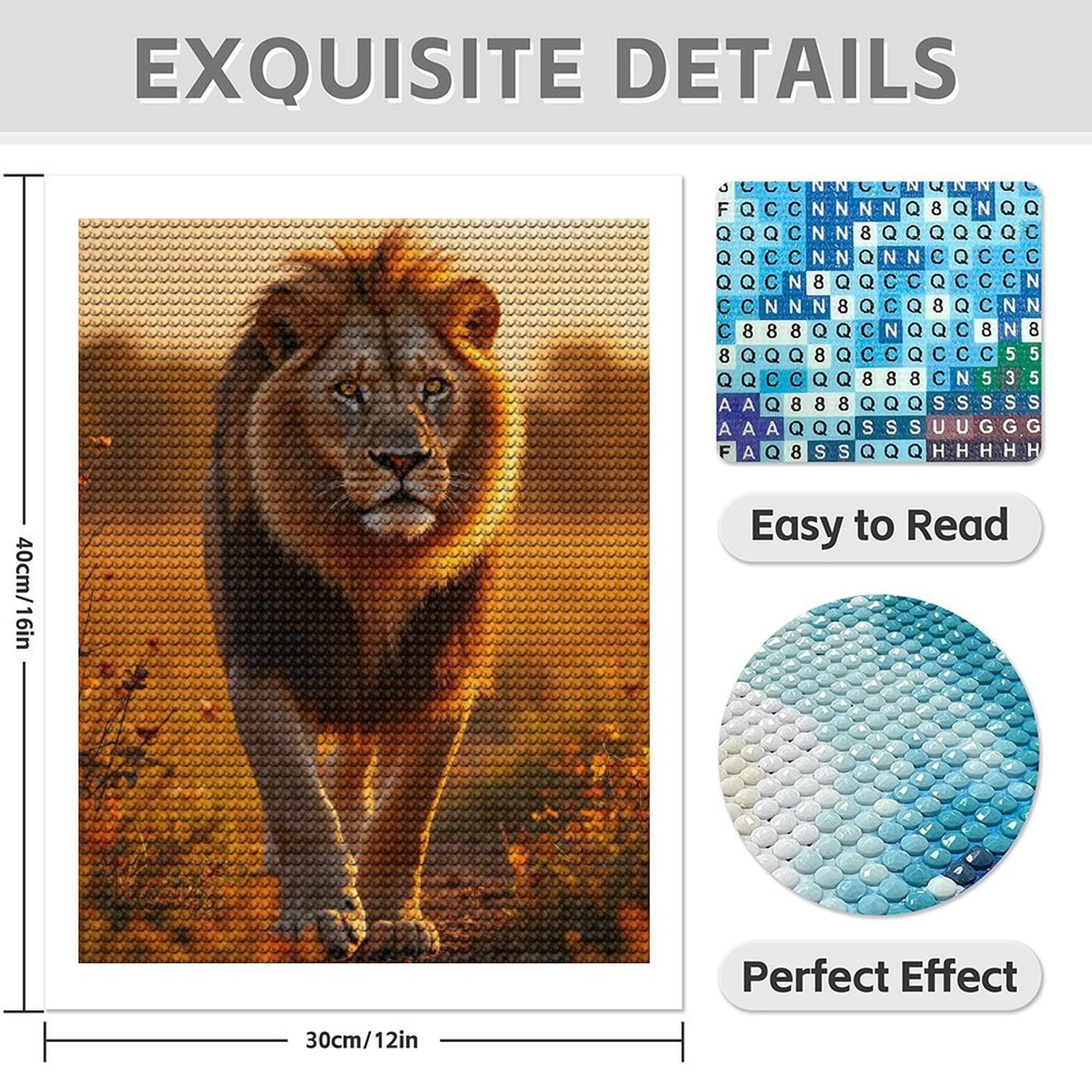 Diamond Art Kits for Adults - 5d Majestic Lion In Golden Light Diamond Painting for Adults, Diamond Art for Adults Beginners, Diamond Painting Kits for Adults for Home Wall Decor