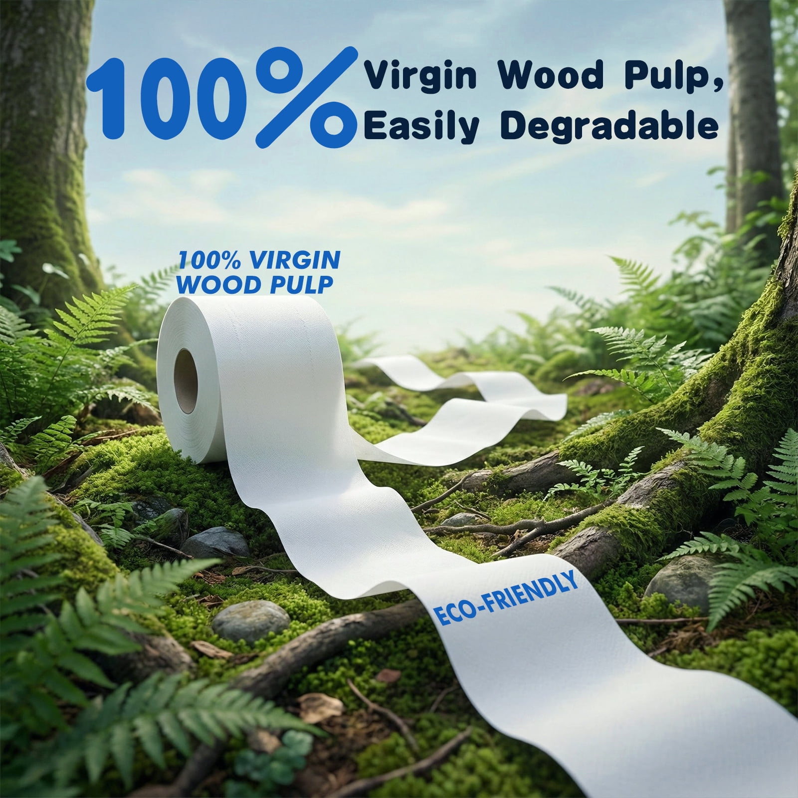 DFITO Toilet Paper, 12 Rolls, 4-Ply, Septic-Safe, Long Lasting Bathroom Tissue
