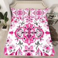 thumbnail image 2 of Manfei Bohemian Theme Flower Queen Sheet Sets,Retro Rustic Floral Flat Sheet,Pink White Queen Fitted Sheet For Men Women,Ultra Soft Home Decor,4 Pieces, 2 of 7